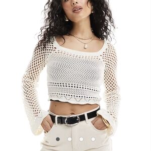 Miss Selfridge Cream Crochet Crop Top